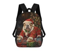 sinyumoney 17inch School Backpack for Girls Bulldog Xmas Backpack 3D Printed Boy School Backpack Casual Daypack Rucksack for Middle School Students