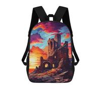 sinyumoney 17inch School Backpack for Girls Castle Ruins at Sunset Backpack 3D Printed Boy School Backpack Casual Daypack Rucksack for Middle School Students
