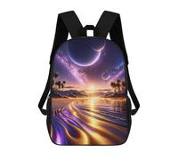 sinyumoney 17inch School Backpack for Girls Celestial Shores Backpack 3D Printed Boy School Backpack Casual Daypack Rucksack for Middle School Students