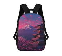 sinyumoney 17inch School Backpack for Girls Cherry Blossom Pagoda Sunset -1 Backpack 3D Printed Boy School Backpack Casual Daypack Rucksack for Middle School Students