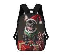 sinyumoney 17inch School Backpack for Girls Christmas French Bulldog Gifts Backpack 3D Printed Boy School Backpack Casual Daypack Rucksack for Middle School Students