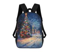 sinyumoney 17inch School Backpack for Girls Christmas Tree Lights Night Backpack 3D Printed Boy School Backpack Casual Daypack Rucksack for Middle School Students