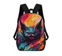 sinyumoney 17inch School Backpack for Girls Colorful Abstract Cat Art Print-2 Backpack 3D Printed Boy School Backpack Casual Daypack Rucksack for Middle School Students
