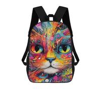 sinyumoney 17inch School Backpack for Girls Colorful Abstract Cat Art Print-4 Backpack 3D Printed Boy School Backpack Casual Daypack Rucksack for Middle School Students