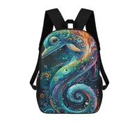 sinyumoney 17inch School Backpack for Girls Colorful Abstract Sea Horse Art Backpack 3D Printed Boy School Backpack Casual Daypack Rucksack for Middle School Students