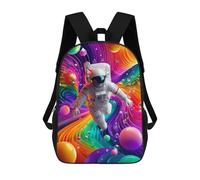 sinyumoney 17inch School Backpack for Girls Colorful Astronaut Journey Backpack 3D Printed Boy School Backpack Casual Daypack Rucksack for Middle School Students