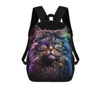 sinyumoney 17inch School Backpack for Girls Colorful Cat Glasses Art Print-2 Backpack 3D Printed Boy School Backpack Casual Daypack Rucksack for Middle School Students