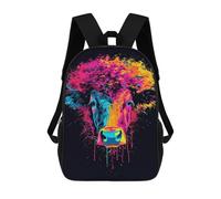sinyumoney 17inch School Backpack for Girls Colorful Cow Art Print Backpack 3D Printed Boy School Backpack Casual Daypack Rucksack for Middle School Students