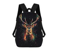 sinyumoney 17inch School Backpack for Girls Colorful Deer Portrait Backpack 3D Printed Boy School Backpack Casual Daypack Rucksack for Middle School Students