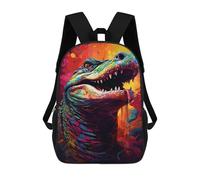 sinyumoney 17inch School Backpack for Girls Colorful Dinosaur Art Print Backpack 3D Printed Boy School Backpack Casual Daypack Rucksack for Middle School Students