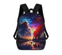 sinyumoney 17inch School Backpack for Girls Colorful Night Street Reflections Backpack 3D Printed Boy School Backpack Casual Daypack Rucksack for Middle School Students