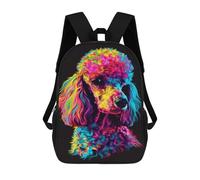 sinyumoney 17inch School Backpack for Girls Colorful Poodle Art Print-6 Backpack 3D Printed Boy School Backpack Casual Daypack Rucksack for Middle School Students