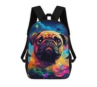 sinyumoney 17inch School Backpack for Girls Colorful Pug Portrait Backpack 3D Printed Boy School Backpack Casual Daypack Rucksack for Middle School Students