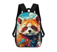 sinyumoney 17inch School Backpack for Girls Colorful Red Panda Art Print Backpack 3D Printed Boy School Backpack Casual Daypack Rucksack for Middle School Students