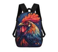sinyumoney 17inch School Backpack for Girls Colorful Rooster Illustration Backpack 3D Printed Boy School Backpack Casual Daypack Rucksack for Middle School Students