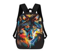 sinyumoney 17inch School Backpack for Girls Colorful Wolf Art Print-30 Backpack 3D Printed Boy School Backpack Casual Daypack Rucksack for Middle School Students