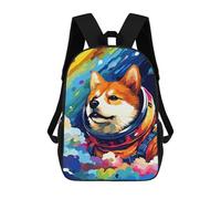 sinyumoney 17inch School Backpack for Girls Cosmic Canine Explorer-2 Backpack 3D Printed Boy School Backpack Casual Daypack Rucksack for Middle School Students