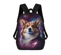sinyumoney 17inch School Backpack for Girls Cosmic Corgi Portrait-3 Backpack 3D Printed Boy School Backpack Casual Daypack Rucksack for Middle School Students