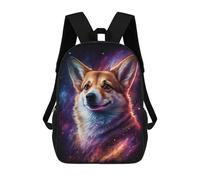 sinyumoney 17inch School Backpack for Girls Cosmic Corgi Portrait-4 Backpack 3D Printed Boy School Backpack Casual Daypack Rucksack for Middle School Students