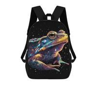 sinyumoney 17inch School Backpack for Girls Cosmic Frog Art Print Backpack 3D Printed Boy School Backpack Casual Daypack Rucksack for Middle School Students