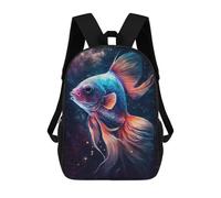 sinyumoney 17inch School Backpack for Girls Cosmic Goldfish Art Print-2 Backpack 3D Printed Boy School Backpack Casual Daypack Rucksack for Middle School Students
