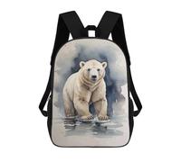 sinyumoney 17inch School Backpack for Girls Cute Polar Bear Watercolor Backpack 3D Printed Boy School Backpack Casual Daypack Rucksack for Middle School Students