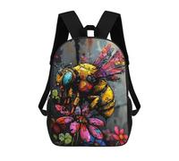 sinyumoney 17inch School Backpack for Girls Cybernetic Bee Art Print Backpack 3D Printed Boy School Backpack Casual Daypack Rucksack for Middle School Students