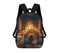 sinyumoney 17inch School Backpack for Girls Dog Sleeping by Fireplace Backpack 3D Printed Boy School Backpack Casual Daypack Rucksack for Middle School Students