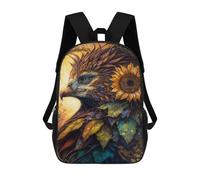 sinyumoney 17inch School Backpack for Girls Eagle Sunflower Fantasy Art Print Backpack 3D Printed Boy School Backpack Casual Daypack Rucksack for Middle School Students