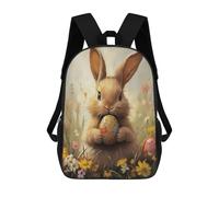 sinyumoney 17inch School Backpack for Girls Easter Bunny with Eggs Backpack 3D Printed Boy School Backpack Casual Daypack Rucksack for Middle School Students