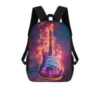 sinyumoney 17inch School Backpack for Girls Electric Guitar with Flames-1 Backpack 3D Printed Boy School Backpack Casual Daypack Rucksack for Middle School Students