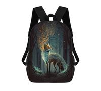 sinyumoney 17inch School Backpack for Girls Enchanted Forest Fox-3 Backpack 3D Printed Boy School Backpack Casual Daypack Rucksack for Middle School Students
