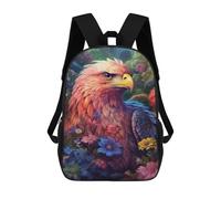 sinyumoney 17inch School Backpack for Girls Fantasy Eagle in Flowers Backpack 3D Printed Boy School Backpack Casual Daypack Rucksack for Middle School Students