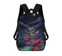 sinyumoney 17inch School Backpack for Girls Fantasy Forest Night Scene Backpack 3D Printed Boy School Backpack Casual Daypack Rucksack for Middle School Students