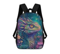 sinyumoney 17inch School Backpack for Girls Fantasy Lizard in Enchanted Forest Backpack 3D Printed Boy School Backpack Casual Daypack Rucksack for Middle School Students