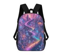 sinyumoney 17inch School Backpack for Girls Fantasy Stairway to Sky Backpack 3D Printed Boy School Backpack Casual Daypack Rucksack for Middle School Students