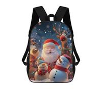 sinyumoney 17inch School Backpack for Girls Festive Christmas Scene Santa Backpack 3D Printed Boy School Backpack Casual Daypack Rucksack for Middle School Students