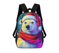 sinyumoney 17inch School Backpack for Girls Festive Polar Bear Backpack 3D Printed Boy School Backpack Casual Daypack Rucksack for Middle School Students
