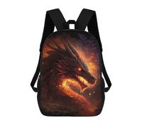 sinyumoney 17inch School Backpack for Girls Fiery Dragon Artwork -2 Backpack 3D Printed Boy School Backpack Casual Daypack Rucksack for Middle School Students