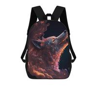 sinyumoney 17inch School Backpack for Girls Flaming Wolf Art Print -5 Backpack 3D Printed Boy School Backpack Casual Daypack Rucksack for Middle School Students