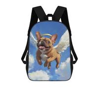 sinyumoney 17inch School Backpack for Girls Flying Angel Dog Art Print-1 Backpack 3D Printed Boy School Backpack Casual Daypack Rucksack for Middle School Students