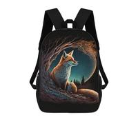 sinyumoney 17inch School Backpack for Girls Fox Moonlit Forest Backpack 3D Printed Boy School Backpack Casual Daypack Rucksack for Middle School Students