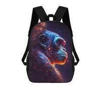 sinyumoney 17inch School Backpack for Girls Galactic Chimpanzee Portrait Backpack 3D Printed Boy School Backpack Casual Daypack Rucksack for Middle School Students