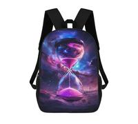 sinyumoney 17inch School Backpack for Girls Galactic Hourglass Timer Backpack 3D Printed Boy School Backpack Casual Daypack Rucksack for Middle School Students