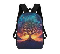 sinyumoney 17inch School Backpack for Girls Galactic Tree of Life Backpack 3D Printed Boy School Backpack Casual Daypack Rucksack for Middle School Students