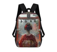 sinyumoney 17inch School Backpack for Girls Geisha Japanese Torii Gate Backpack 3D Printed Boy School Backpack Casual Daypack Rucksack for Middle School Students