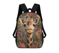 sinyumoney 17inch School Backpack for Girls Giraffe in Flower Garden Backpack 3D Printed Boy School Backpack Casual Daypack Rucksack for Middle School Students