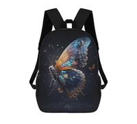 sinyumoney 17inch School Backpack for Girls Glowing Butterfly Art Print-1 Backpack 3D Printed Boy School Backpack Casual Daypack Rucksack for Middle School Students