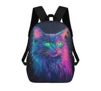 sinyumoney 17inch School Backpack for Girls Glowing Neon Cat Art Print-5 Backpack 3D Printed Boy School Backpack Casual Daypack Rucksack for Middle School Students