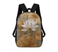 sinyumoney 17inch School Backpack for Girls Golden Lotus Wall Art Backpack 3D Printed Boy School Backpack Casual Daypack Rucksack for Middle School Students